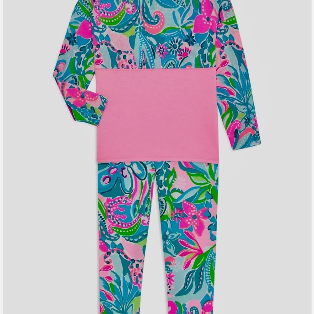 Lilly Pulitzer Girls Set - Maia Leggings & top in Turquoise Oasis - Size XL